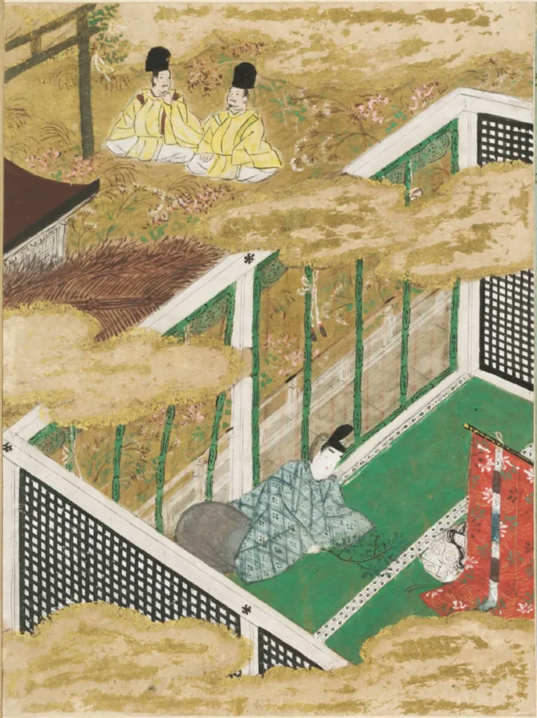土佐光信「賢木」源氏物語絵アルバム第10帖、ハーバード美術館所蔵（1509-1510年）