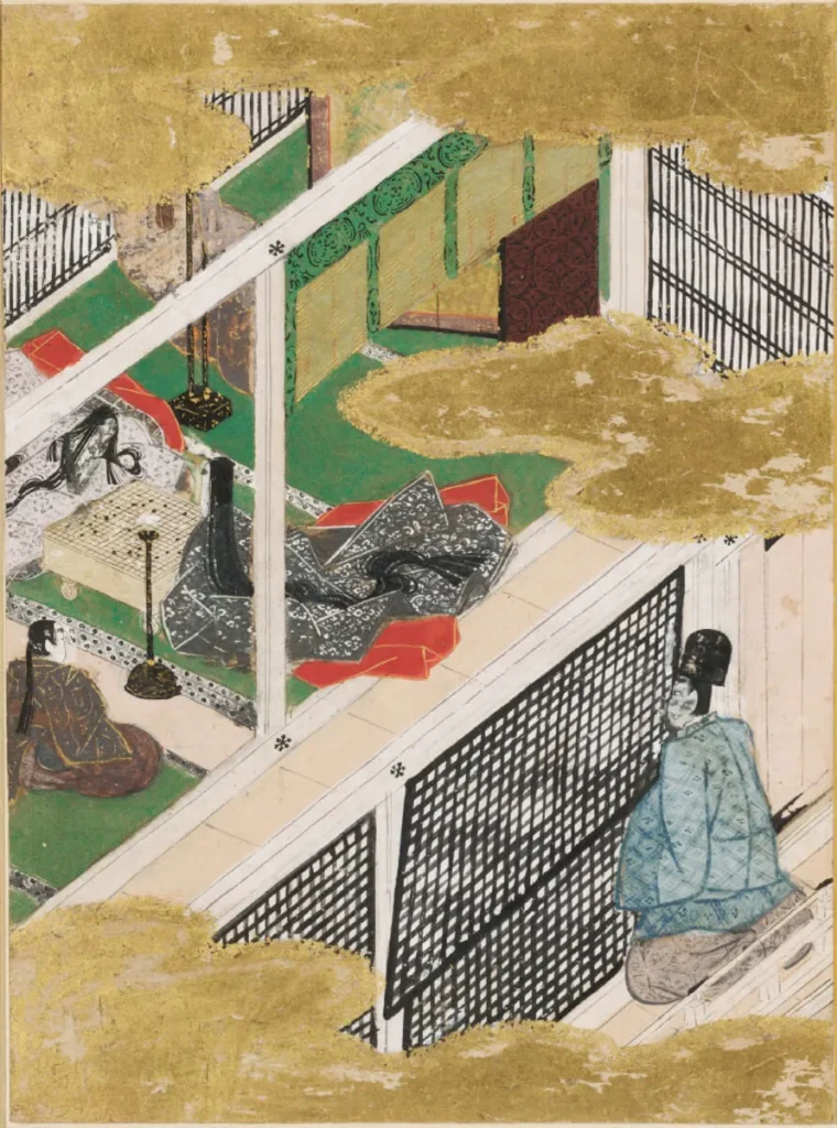 土佐光信「空蝉」源氏物語絵アルバム第3帖、ハーバード美術館所蔵（1509-1510年）