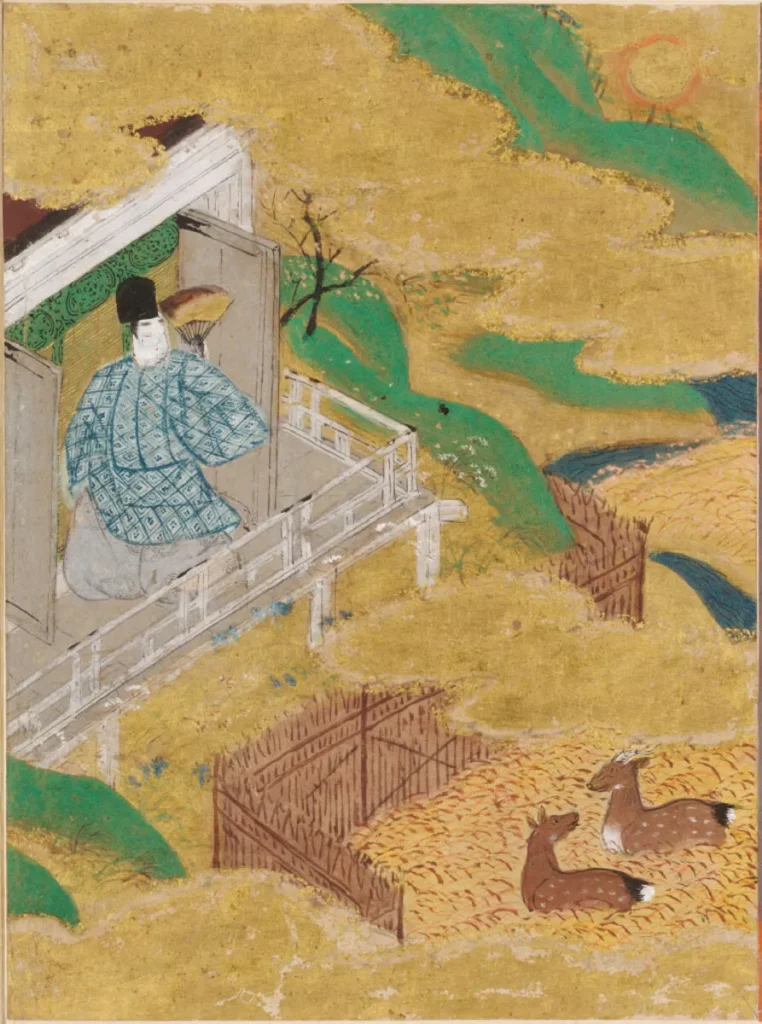 土佐光信「夕霧」源氏物語絵アルバム第39帖、ハーバード美術館所蔵（1509-1510年）