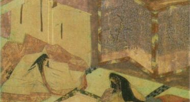 紫式部日記絵巻 白居易の詩を学ぶ場面（八代コレクション）国宝、鎌倉時代