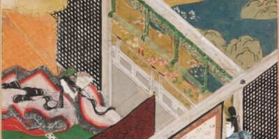 土佐光信「東屋」源氏物語絵アルバム第50帖、ハーバード美術館所蔵（1509-1510年）