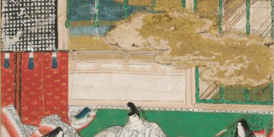 土佐光信「絵合」源氏物語絵アルバム第17帖、ハーバード美術館所蔵（1509-1510年）
