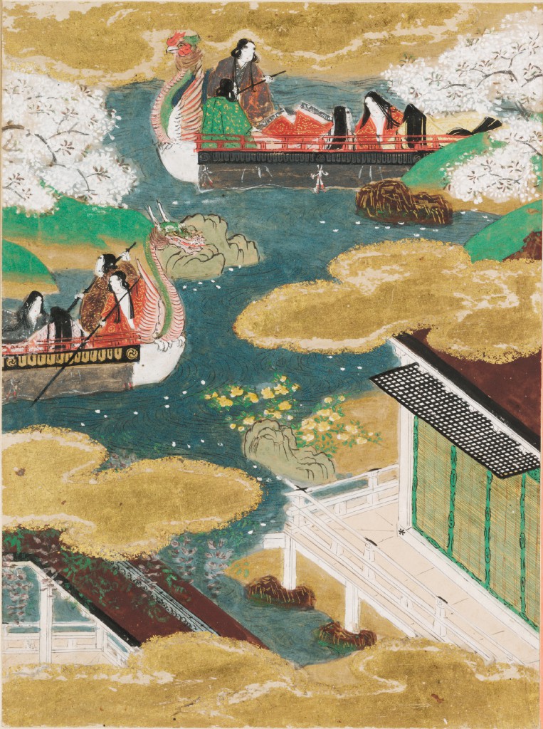 土佐光信「胡蝶」源氏物語絵アルバム第24帖、ハーバード美術館所蔵（1509-1510年）