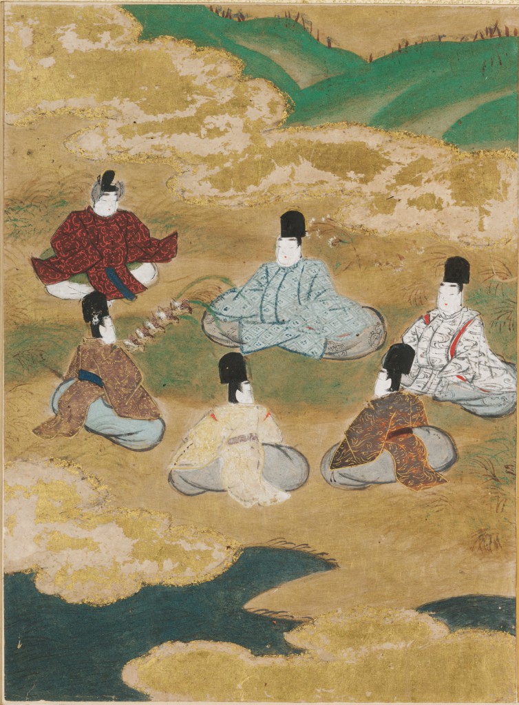 土佐光信「松風」源氏物語絵アルバム第18帖、ハーバード美術館所蔵（1509-1510年）