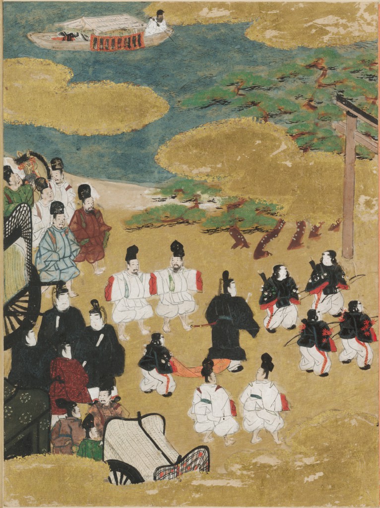土佐光信「澪標」源氏物語絵アルバム第14帖、ハーバード美術館所蔵（1509-1510年）