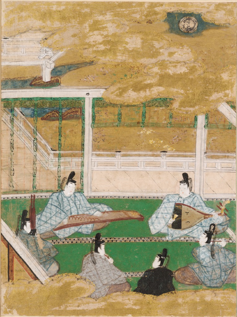 土佐光信「鈴虫」源氏物語絵アルバム第38帖、ハーバード美術館所蔵（1509-1510年）