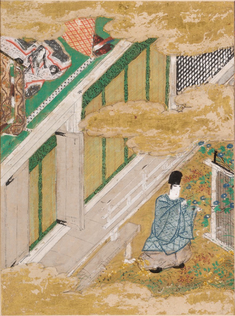 土佐光信「宿木」源氏物語絵アルバム第49帖、ハーバード美術館所蔵（1509-1510年）